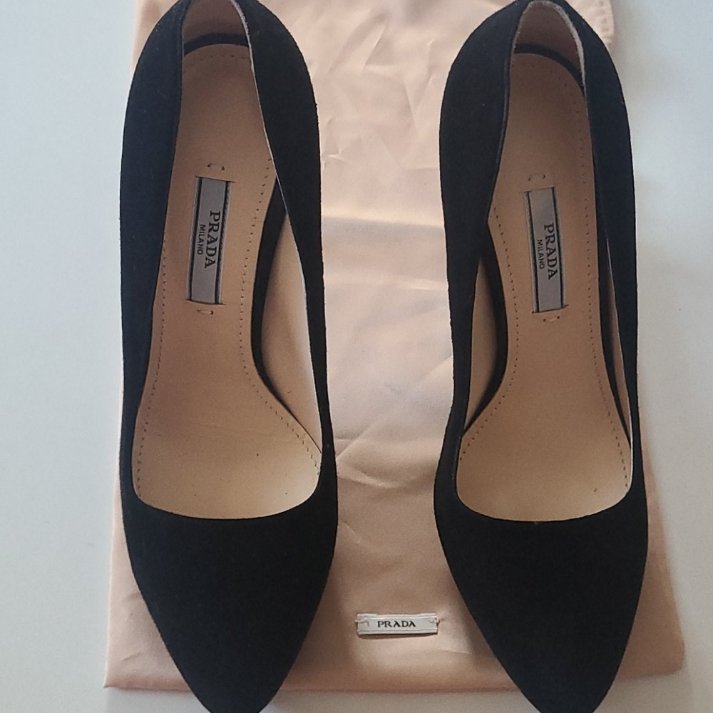 Black Suede Prada pumps